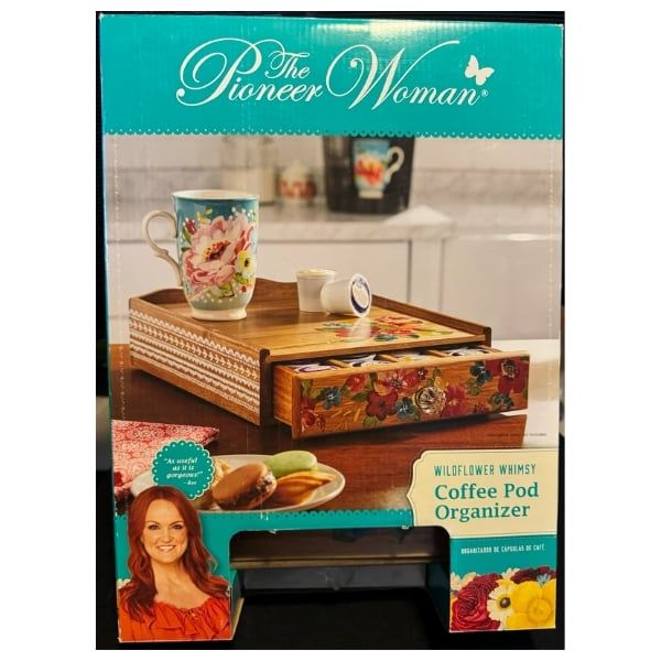 Hộp gỗ đựng cà phê trà The Pioneer Woman Wildflower Whimsy 4 ngăn