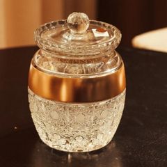Hũ bánh pha lê khảm vàng Arcade 21cm