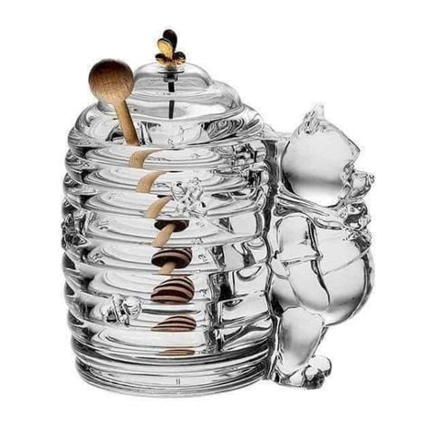 Hũ mật ong Bohemia 350ml cao 15cm Crystal Pooh