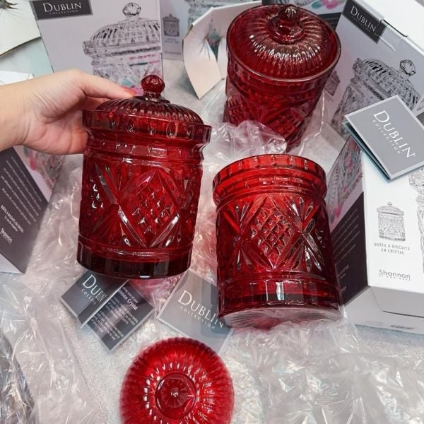 Hũ pha lê Dublin 11.5cm màu đỏ
