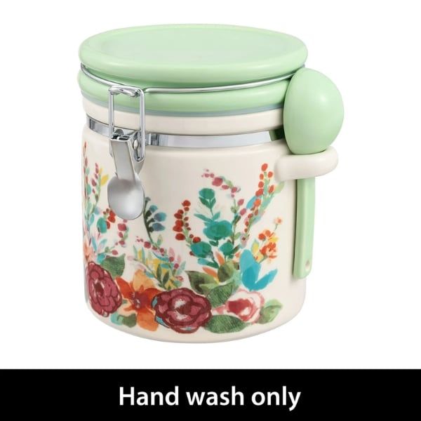 Hũ sứ The Pioneer Women Painted Meadow 1 lít đựng trà cà phê kèm thìa