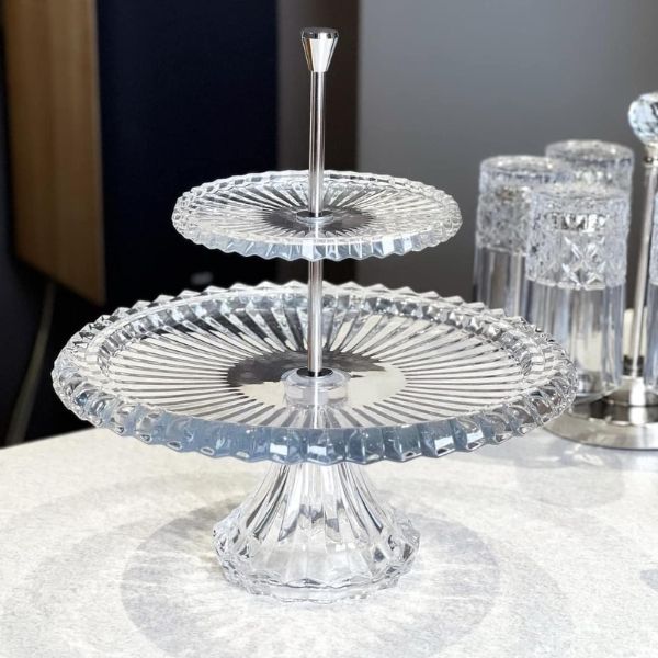 Kệ bánh 2 tầng Vessen pha lê cao cấp