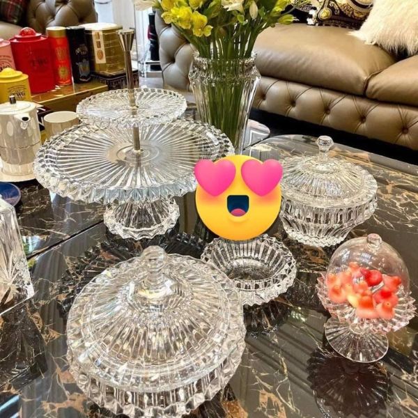 Khay bánh 2 tầng Rogaska Crown Jewel 34cm