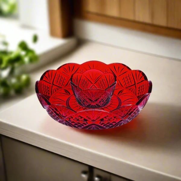 Khay đựng khoai tây chiên và nước chấm mini Godinger Dublin pha lê