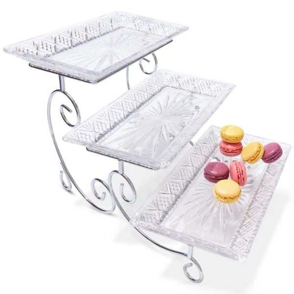 Khay pha lê 3 tầng Godinger Dublin hình chữ nhật