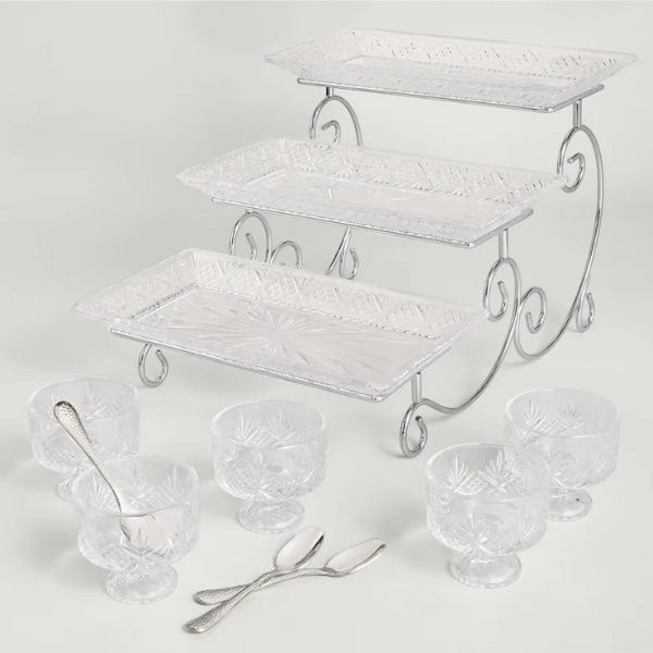 Khay pha lê 3 tầng Godinger Dublin hình chữ nhật