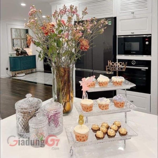 Khay pha lê 3 tầng Godinger Dublin hình chữ nhật