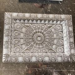  Khay pha lê mài Bohemia M57 41cm thành cao 