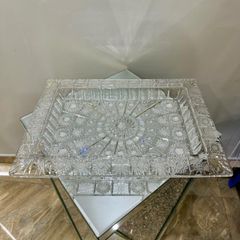  Khay pha lê mài Bohemia M57 41cm thành cao 