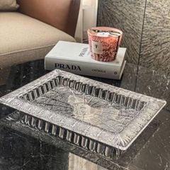  Khay pha lê mài Bohemia M57 41cm thành cao 