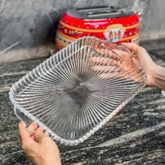  Khay thủy tinh pha lê hình chữ nhật Châu Âu 38 x 22cm 