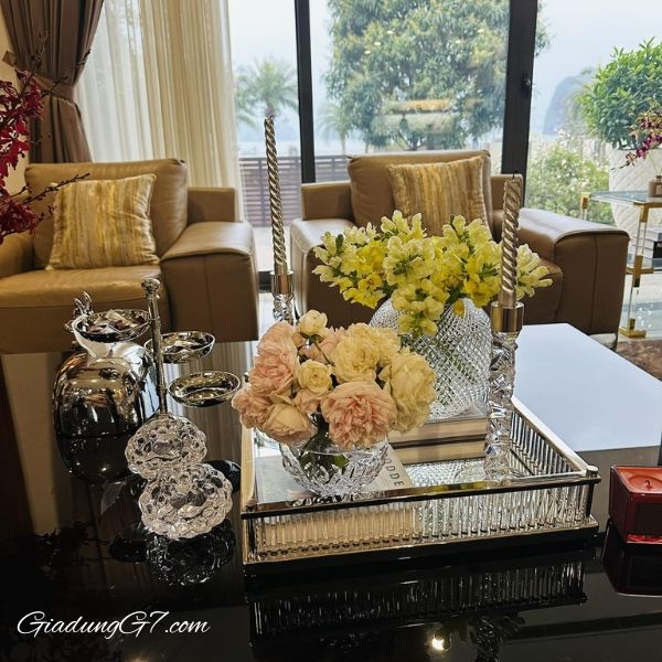 Lọ hoa pha lê cầu tròn Bohemia Diamond Arcade 20.5cm