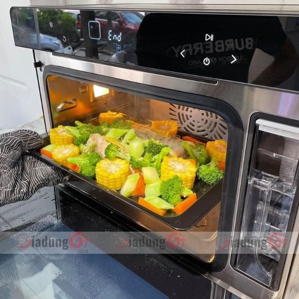Lò hấp nướng Klarstein MasterFresh Steam Oven 10033284 có các menu có thể lựa chọn để hấp, rang, nướng và khử nước