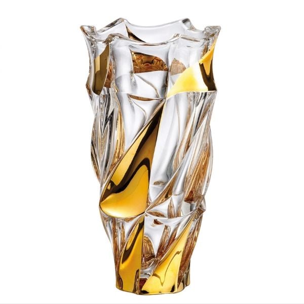 Lọ hoa Bohemia Flamenco 30cm mạ vàng - CH Séc