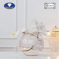 Lọ hoa Bohemia Optika 25.5cm hình cầu nhẵn màu hồng