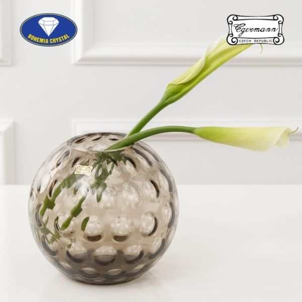 Lọ hoa hình cầu Bohemia Optika 20.5cm màu xám