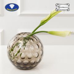 Lọ hoa pha lê Bohemia Optika 20.5cm hình cầu màu xám