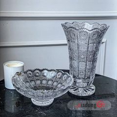 Set Lọ hoa pha lê mài Bohemia 30.5cm và chân bồng 30.5cm 
