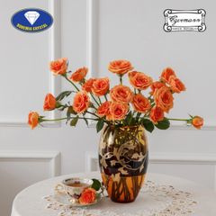 Lọ hoa pha lê Bohemia Egerman 26cm màu hổ phách