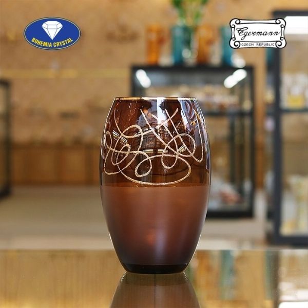Lọ hoa pha lê Bohemia Egerman 26cm màu xám