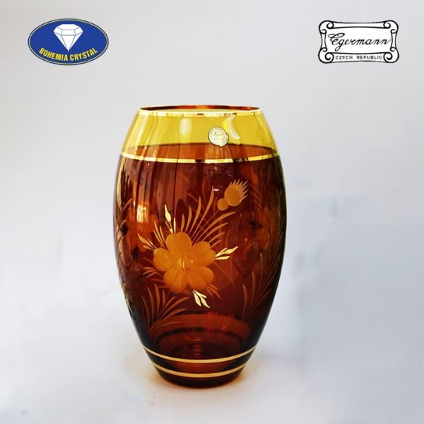 Lọ hoa pha lê Bohemia Egerman Blossom 26cm màu nâu
