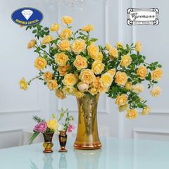 Lọ hoa pha lê Bohemia Egermann cao 30cm hồng vàng