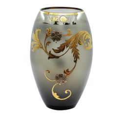 Lọ hoa pha lê Bohemia Egermann màu xám 26cm