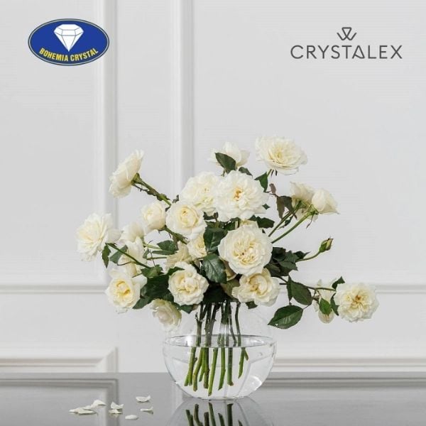 Lọ hoa pha lê Bohemia hình tròn 20cm