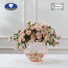  Lọ hoa pha lê Bohemia Optika 20.5cm hình cầu màu hồng 