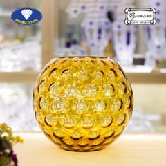 Lọ hoa pha lê Bohemia Optika 25.5cm hình cầu màu vàng