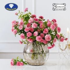 Lọ hoa pha lê Bohemia Optika 25.5cm hình cầu màu xám