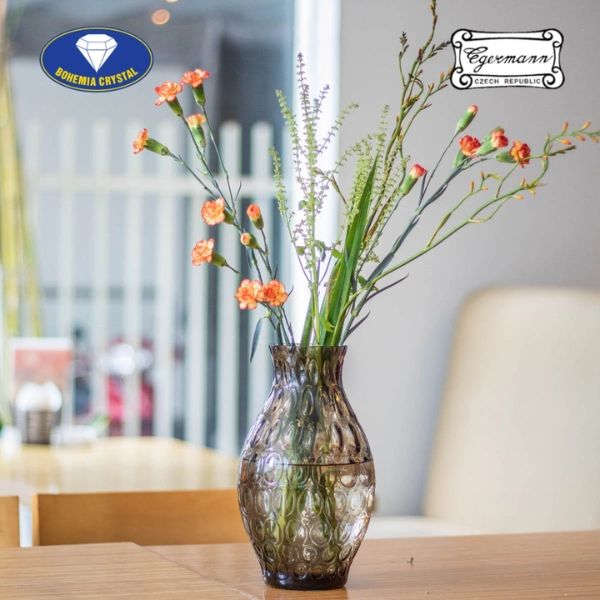 Lọ hoa pha lê Bohemia Optika 25.5cm màu xám