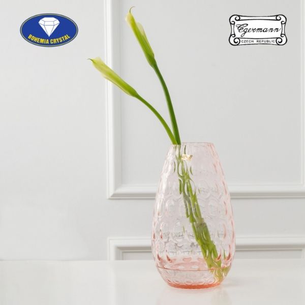 Lọ hoa pha lê Bohemia Optika 30cm màu hồng