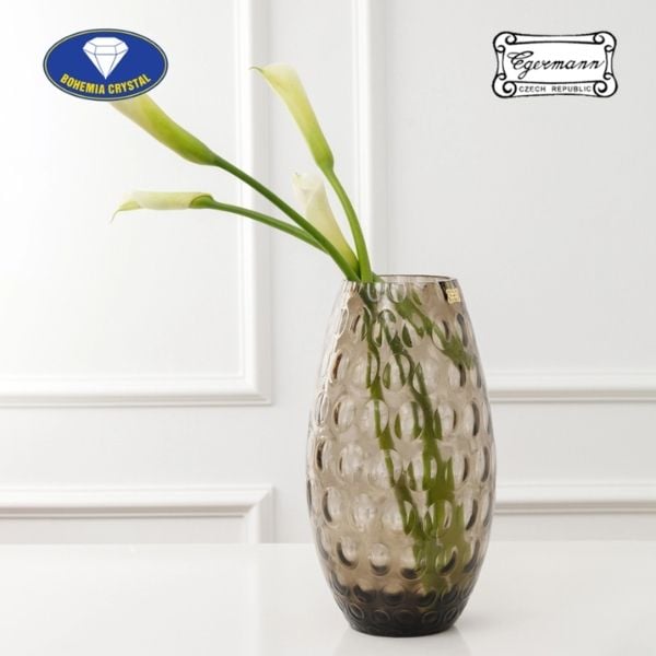 Lọ hoa pha lê Bohemia Optika 30cm màu xám