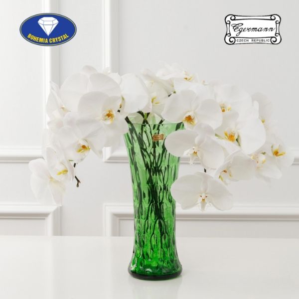 Lọ hoa pha lê Bohemia Optika 30cm màu xanh lá