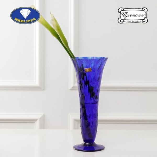 Lọ hoa pha lê Bohemia Optika 31cm xanh coban