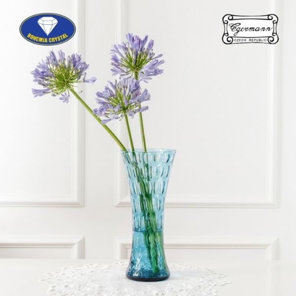 Lọ hoa pha lê Bohemia Optika 35cm màu xanh biển