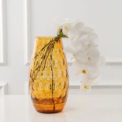 Lọ hoa pha lê Bohemia Optika màu vàng 32.5cm