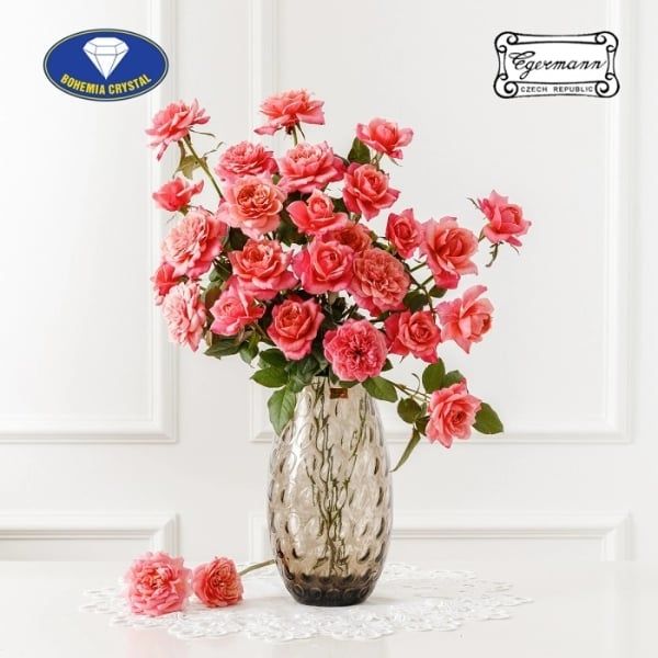 Lọ hoa pha lê Bohemia Optika màu xám cao 26cm