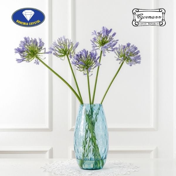 Lọ hoa pha lê Bohemia Optika màu xanh dương 32.5cm