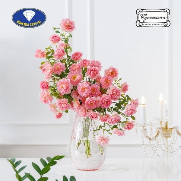 Lọ hoa pha lê Bohemia Optika Oval 25cm hồng