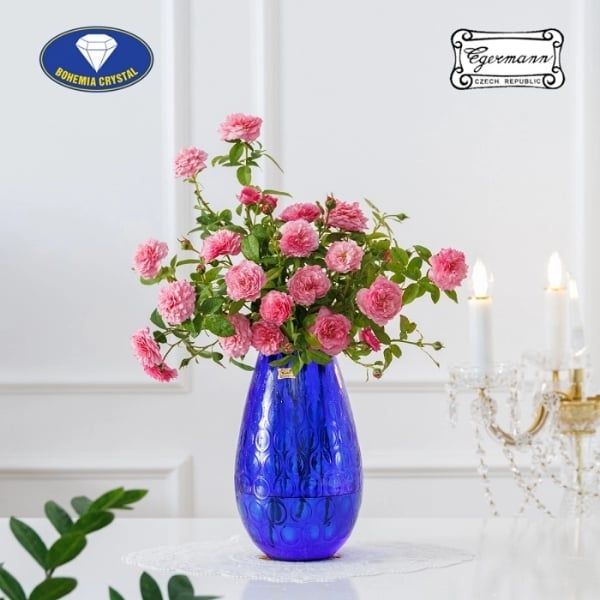 Lọ hoa pha lê Bohemia Optika Oval 25cm xanh coban