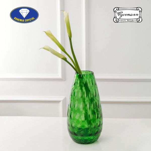 Lọ hoa pha lê Bohemia Optika Oval 32cm xanh lá