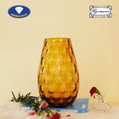 Lọ hoa pha lê Bohemia Optika Oval cao 25cm màu vàng