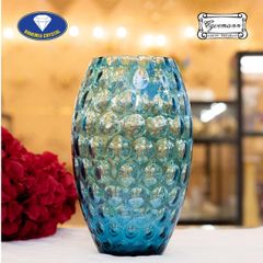 Lọ hoa pha lê Bohemia Optika xanh biển cao 26cm