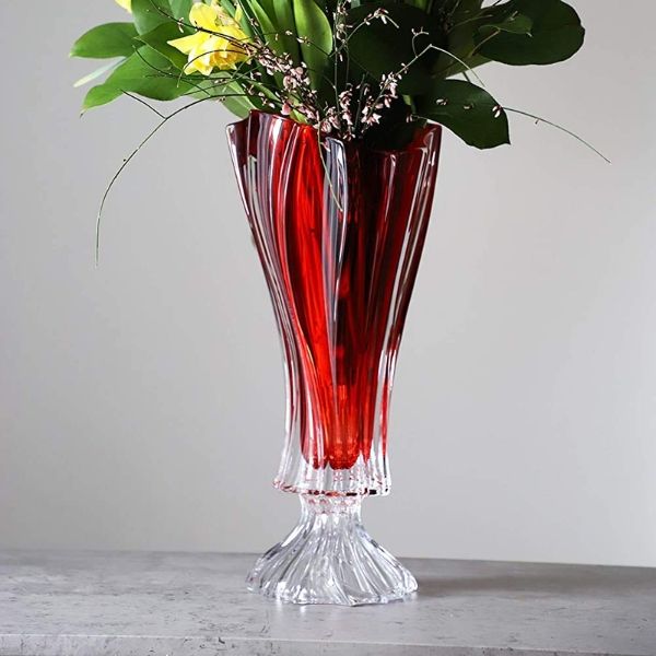 Lọ hoa pha lê Bohemia Plantica 40cm chân cao nhiều màu