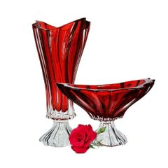  Lọ hoa pha lê Bohemia Plantica 40cm chân cao nhiều màu 