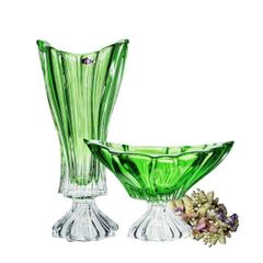  Lọ hoa pha lê Bohemia Plantica 40cm chân cao nhiều màu 