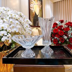  Lọ hoa pha lê Bohemia Plantica 40cm chân cao nhiều màu 