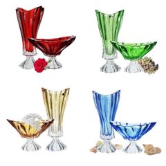  Lọ hoa pha lê Bohemia Plantica 40cm chân cao nhiều màu 